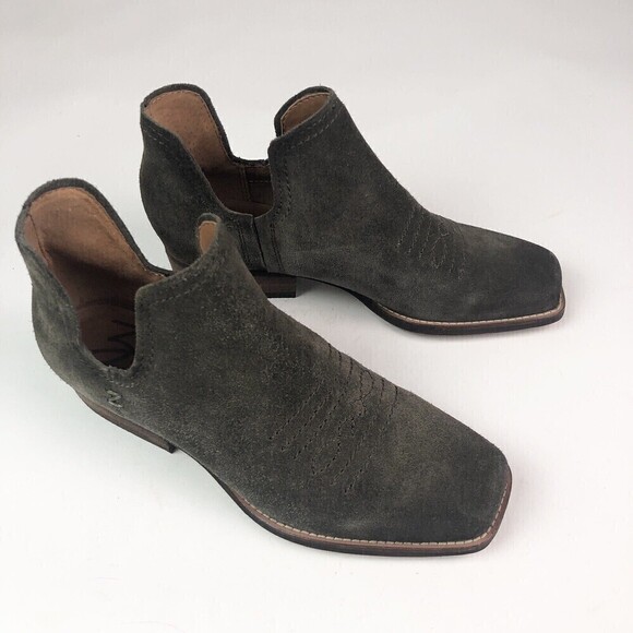 Zodiac Agatha Suede Western Ankle Botties size 6 Olive Cowgirl festival boho - Picture 10 of 11